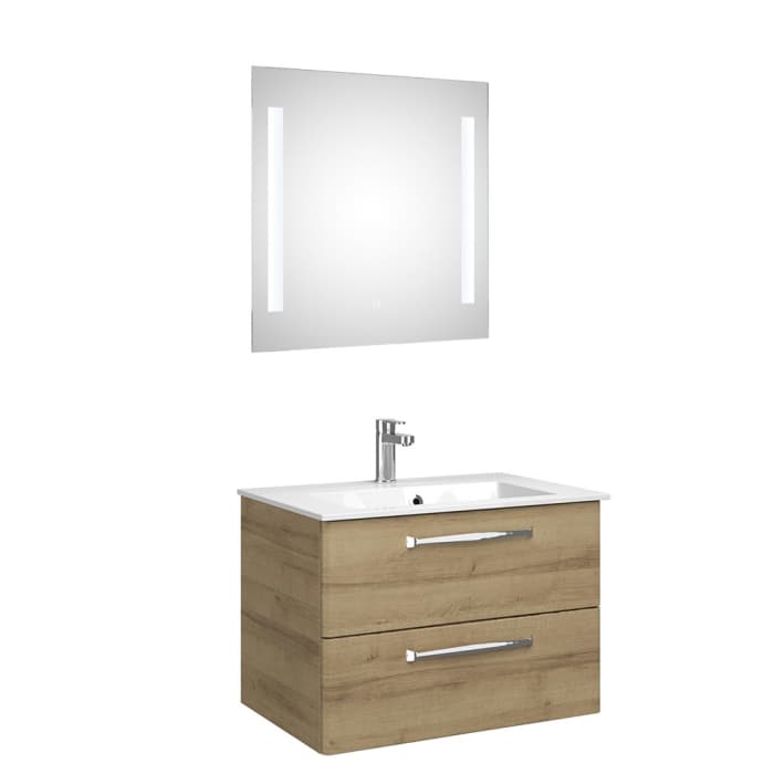 Pelipal Trentino Möbelkombination mit Mineralmarmorwaschtisch 77 cm, LED Spiegel