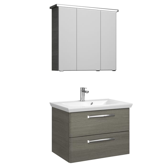 Pelipal Trentino Möbelkombination mit Mineralmarmorwaschtisch 80 cm, SPS LED Profil