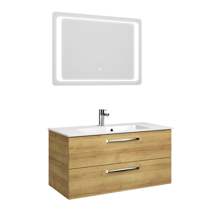 Pelipal Trentino Möbelkombination mit Mineralmarmorwaschtisch 107 cm, Spiegel