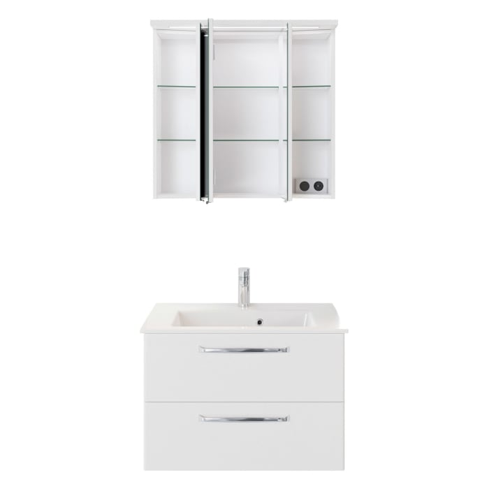 Pelipal Trentino Möbelkombination mit Mineralmarmorwaschtisch 77 cm, SPS 3D