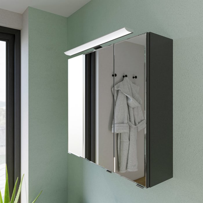 Pelipal Trentino Möbelkombination mit Mineralmarmorwaschtisch 77 cm, SPS LED Aufbauleuchte