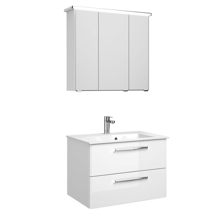 Pelipal Trentino Möbelkombination mit Mineralmarmorwaschtisch 77 cm, SPS LED Profil