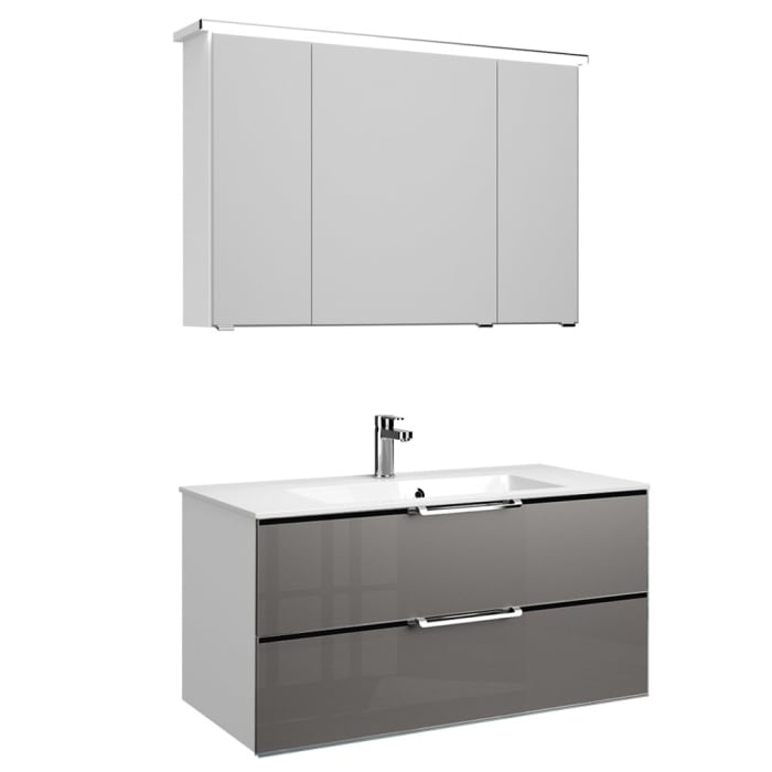 Pelipal Trentino Möbelkombination mit Mineralmarmorwaschtisch 107 cm, SPS LED Profil