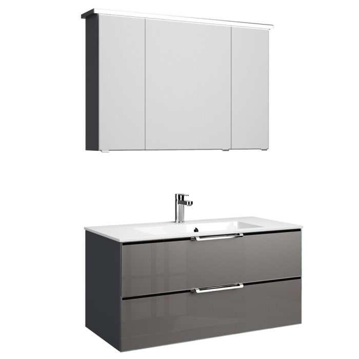 Pelipal Trentino Möbelkombination mit Mineralmarmorwaschtisch 107 cm, SPS LED Profil