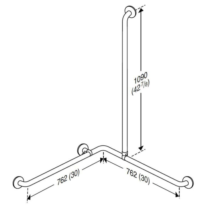 Pressalit Haltegriff Eckhandlauf-Kombination 76,2 x 76,2 x 109 cm