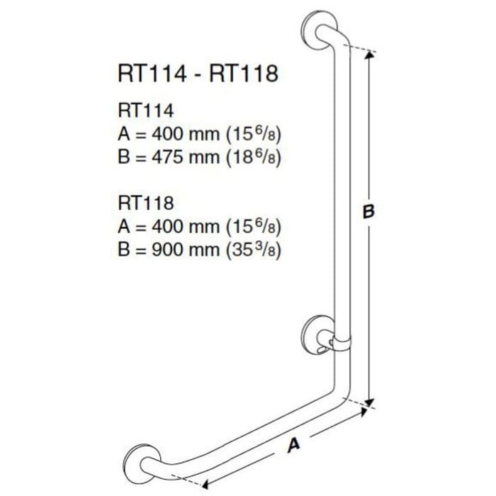 Pressalit Haltegriff 90° Winkelgriff rechts, 40 x 47,5 cm