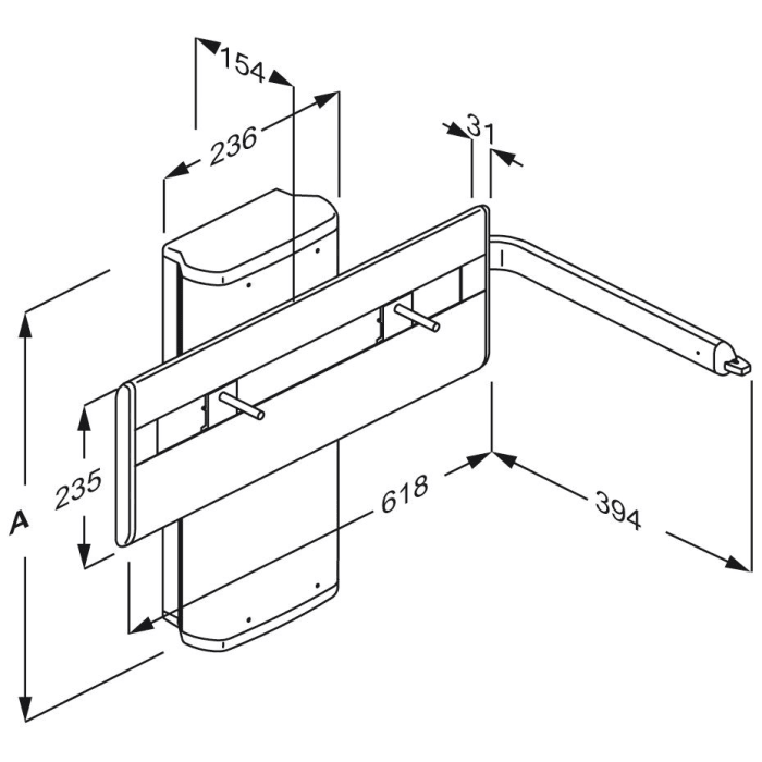 Pressalit PLUS Waschtisch-Lifter mit Betätigungshebel, elektrisch höhenverstellbar