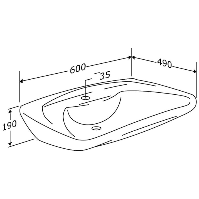 Pressalit Matrix Curve Waschtisch 60 cm mit Hahnloch ohne Überlauf