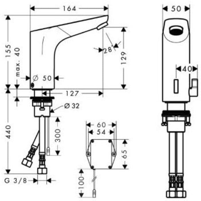 Pressalit Berührungsfreie, batteriebetriebene Waschtischbatterie