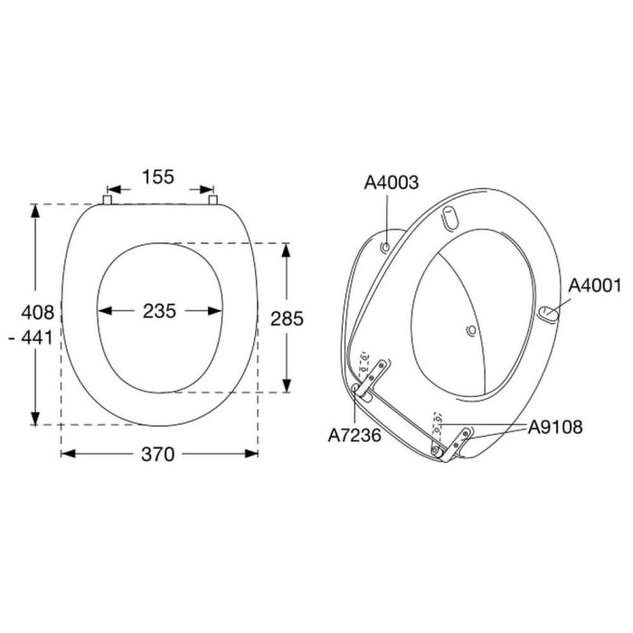 Pressalit WC-Sitz 2000 124 Standard inkl. UN3 Univertikalscharnier Universal
