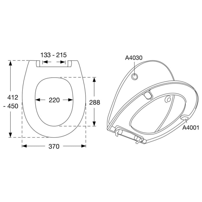 Pressalit WC-Sitz Calmo 556 mit Absenkautomatik inkl. D15 Universalscharnier