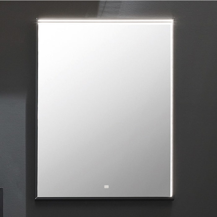 Puris Aspekt Badspiegel 60 x 64 cm mit LED-Alurahmen in Schwarz matt und Emotion-Beleuchtung