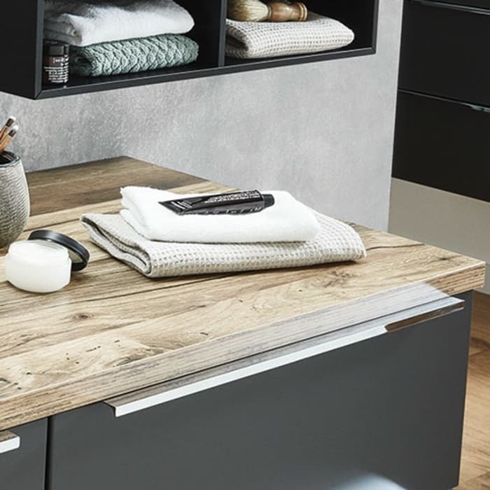 Puris Aspekt Waschtischplatte 124,6 x 49,5 cm für Seitenaufdopplungen