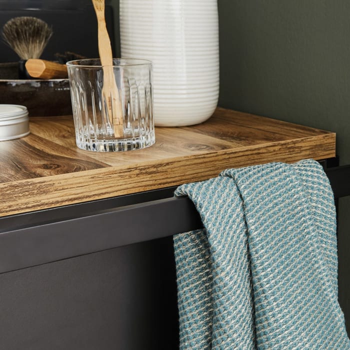 Puris Aspekt Waschtischplatte 124,6 x 49,5 cm für Seitenaufdopplungen