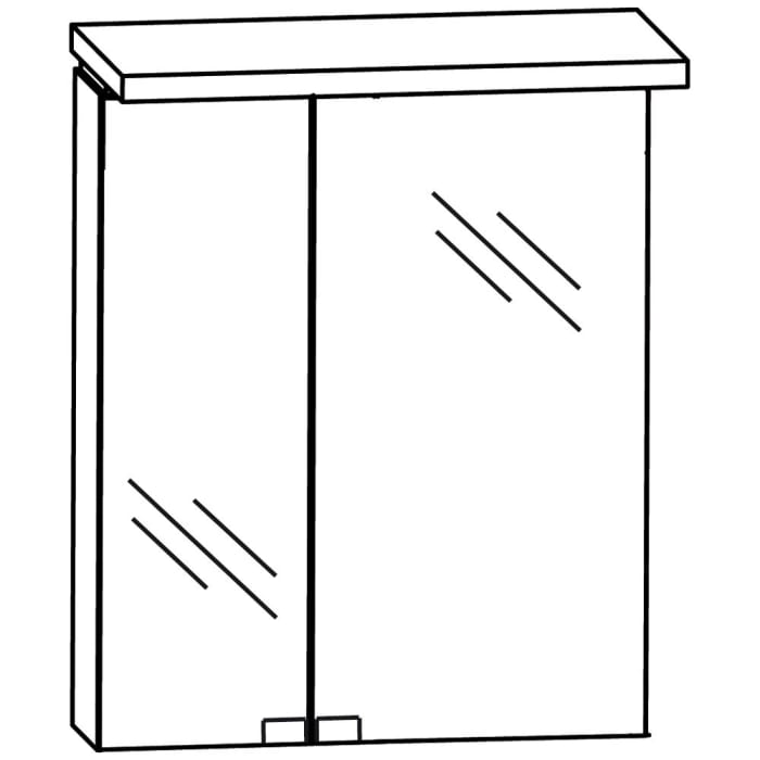 Puris Cool Line Spiegelschrank 60 x 15 x 68 cm mit LED-Beleuchtung, große Tür rechts