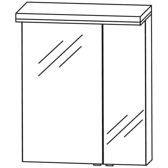 Puris Cool Line Spiegelschrank 60 x 15 x 68 cm mit LED-Flächenleuchte, große Tür links