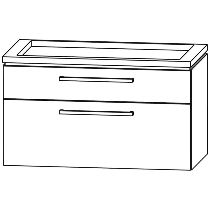 Puris Cool Line Waschtischunterschrank 90 x 47 x 52,4 cm mit LED-Beleuchtungsprofil, Griff 295