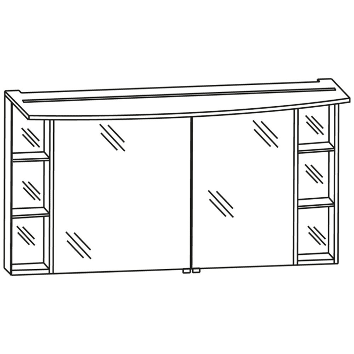 Puris Crescendo Spiegelschrank 120 x 15 x 65 cm mit LED Beleuchtung, große Tür links
