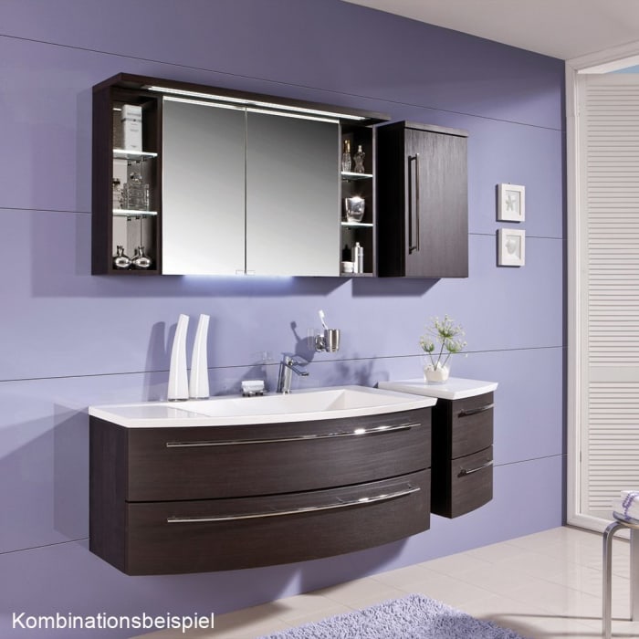 Puris Crescendo Spiegelschrank 120 x 15 x 66,8 cm mit Emotion Beleuchtung, große Tür rechts