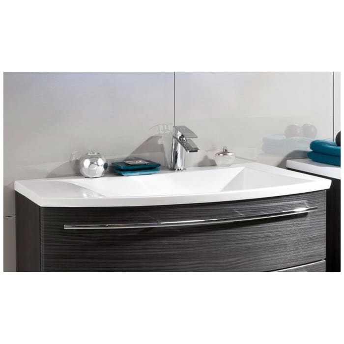 Puris Crescendo Evermite-Mineralguss Möbelwaschtisch 90,6 cm, Ablage links