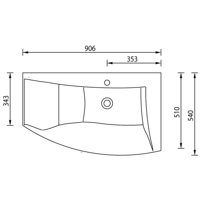 Puris Crescendo Evermite-Mineralguss Möbelwaschtisch 90,6 cm, Ablage links