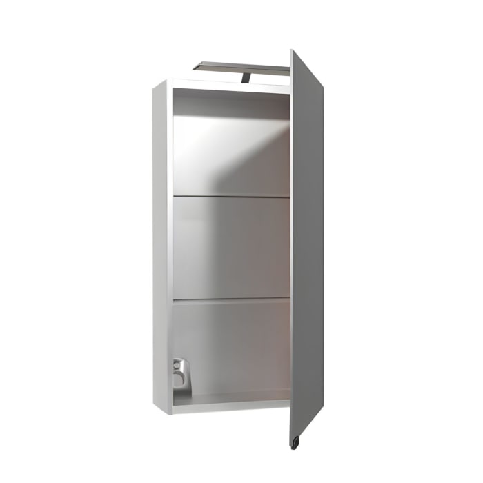 Puris for Guests Spiegelschrank 40 x 15 x 80 cm mit LED-Aufbauleuchte, Türanschlag rechts