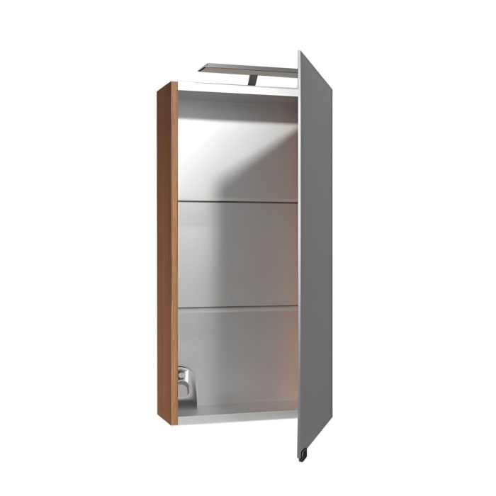 Puris for Guests Spiegelschrank 40 x 15 x 80 cm mit LED-Aufbauleuchte, Türanschlag rechts