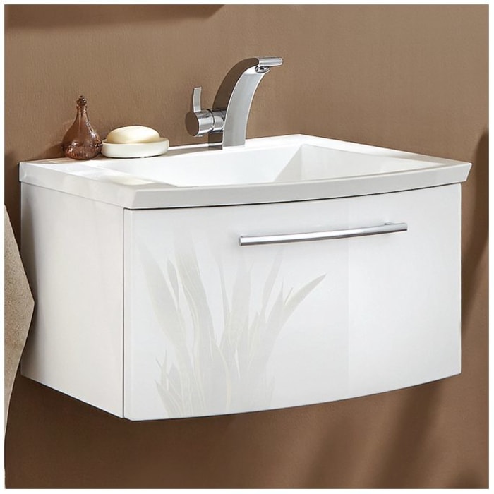 Puris for Guests Möbelkombination mit Evermite-Mineralguss-Möbelwaschtisch 60 cm, Ablage links