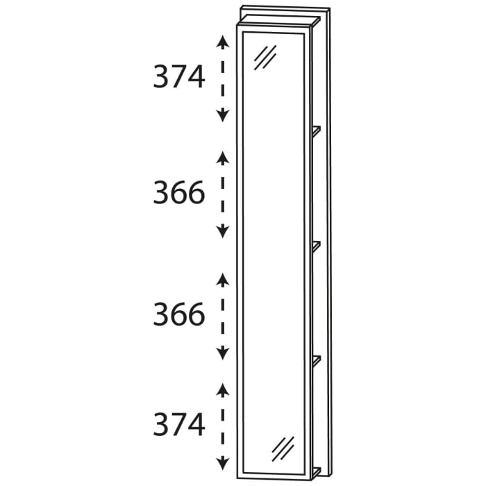 Puris Linea Hochschrank-Regal 30 x 160 cm mit Spiegelfläche