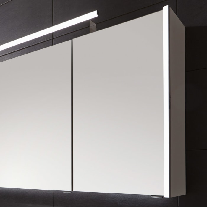Puris Linea Spiegelschrank 130 cm mit 2 LED-Beleuchtungsprofilen