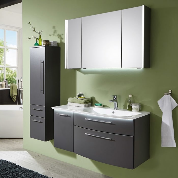 Puris Linea Spiegelschrank 100 cm mit 2 LED-Beleuchtungsprofilen