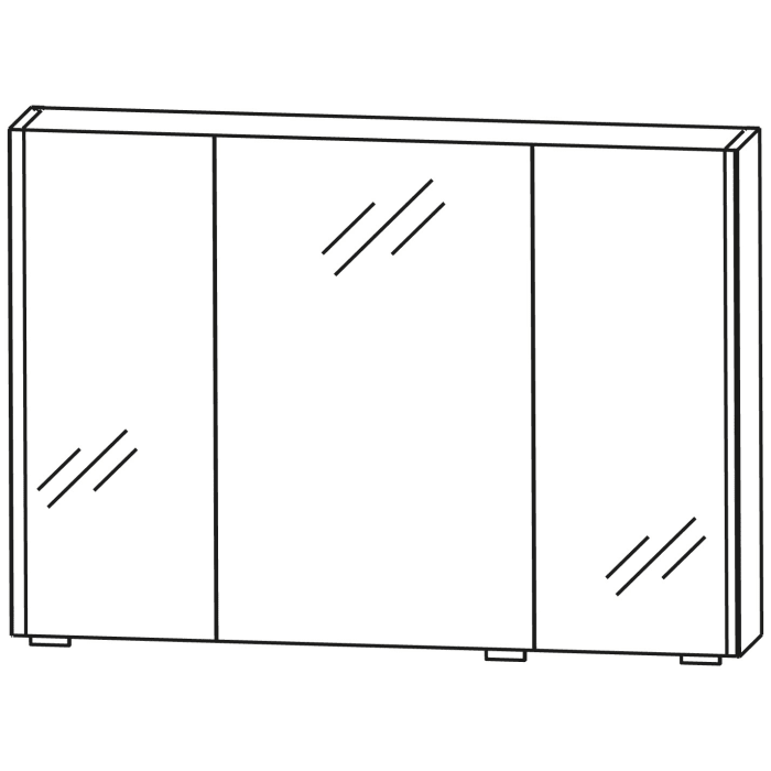 Puris Linea Spiegelschrank 100 cm mit 2 LED-Beleuchtungsprofilen
