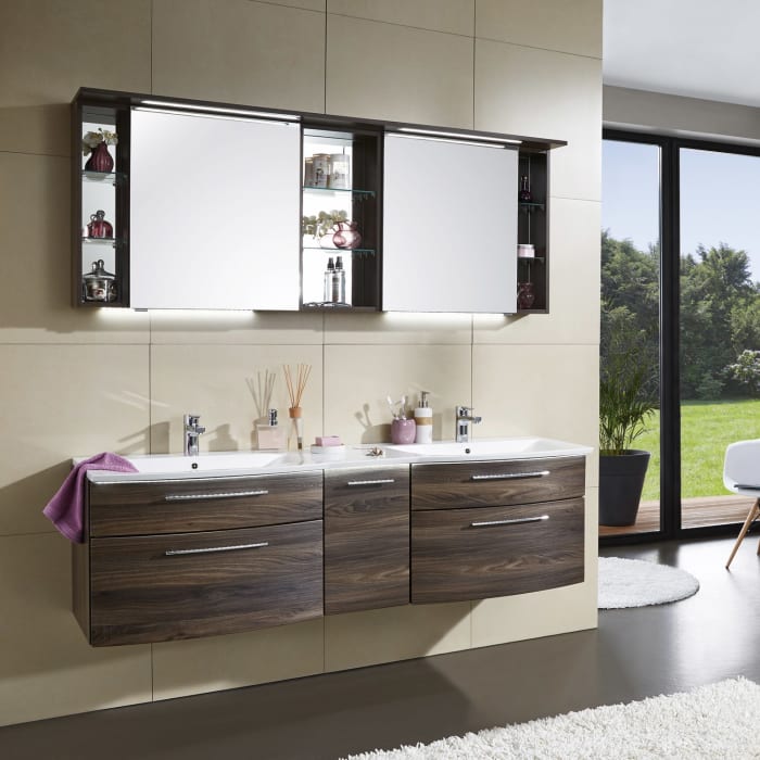 Puris Linea Spiegelschrank 170 cm mit Gesimsboden inkl. LED-Beleuchtung