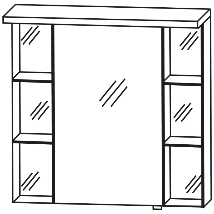 Puris Linea Spiegelschrank 70 cm mit Gesimsboden inkl. LED-Beleuchtung, Anschlag links