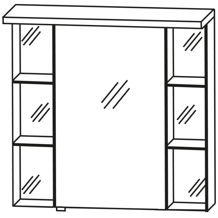 Puris Linea Spiegelschrank 70 cm mit Gesimsboden inkl. LED-Beleuchtung, Anschlag rechts