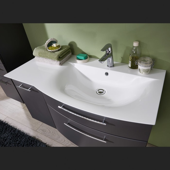 Puris Linea Waschtisch mit Unterschrank 101,2 cm mit Tür links, Griff 320