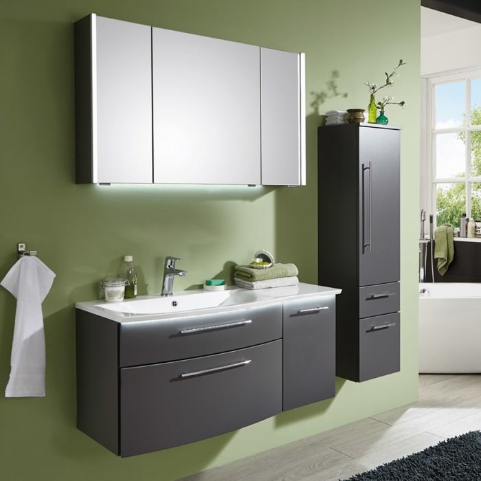 Puris Linea Waschtisch mit Unterschrank 101,2 cm mit Tür rechts, Griff 320