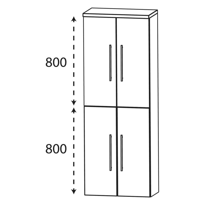 Puris Star Line Hochschrank 60 x 30 x 162,8 cm mit 4 Türen, Griff 294