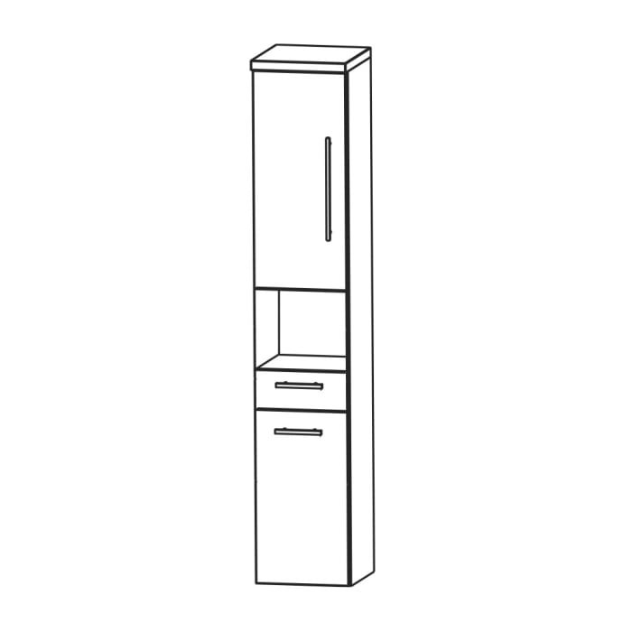 Puris Star Line Hochschrank 40 x 30 x 162,8 cm mit 1 Schubkasten, 1 offenem Fach und 2 Türen, Anschlag links, Griff 294