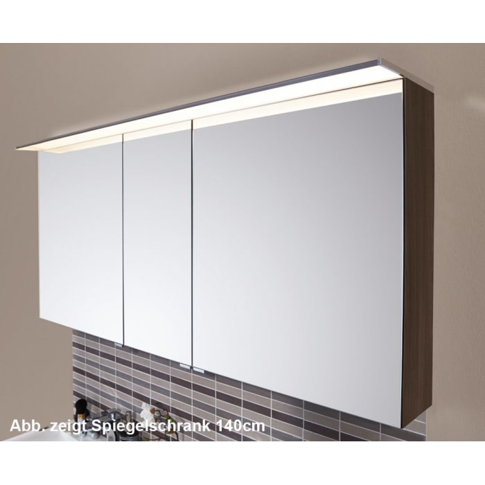 Puris Star Line Spiegelschrank C 120 x 15 x 66 cm mit LED Flächenleuchte mit zusätzlicher Steckdose