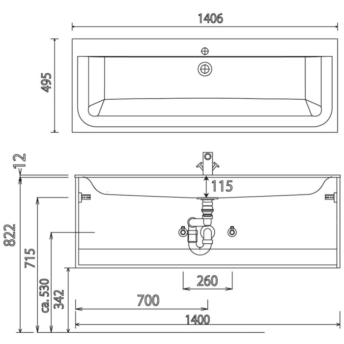 Puris Star Line Glas Möbelwaschtisch 140 cm