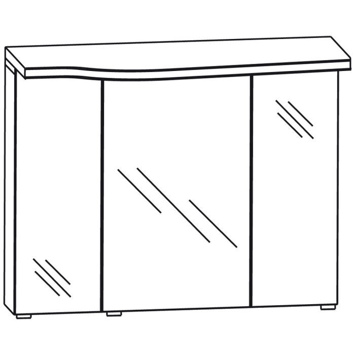 Puris Swing Spiegelschrank 90 x 15 x 68 cm, mit LED Einbaustrahlern, 3 Türen, mittlere Tür Anschlag rechts
