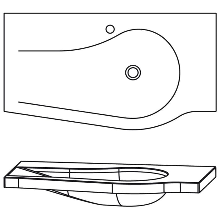 Puris Swing Evermite-Mineralguss Möbelwaschtisch 90,6 cm Version links