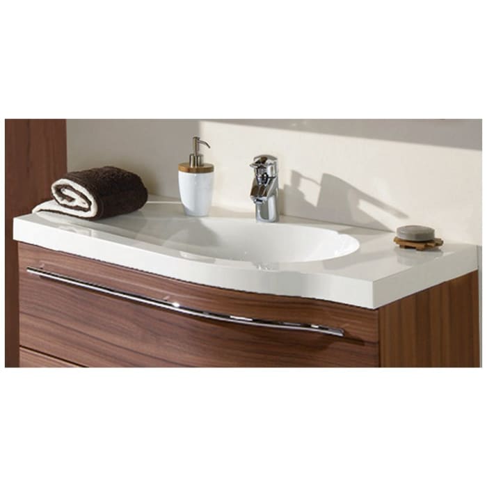 Puris Swing Evermite-Mineralguss Möbelwaschtisch 90,6 cm Version links