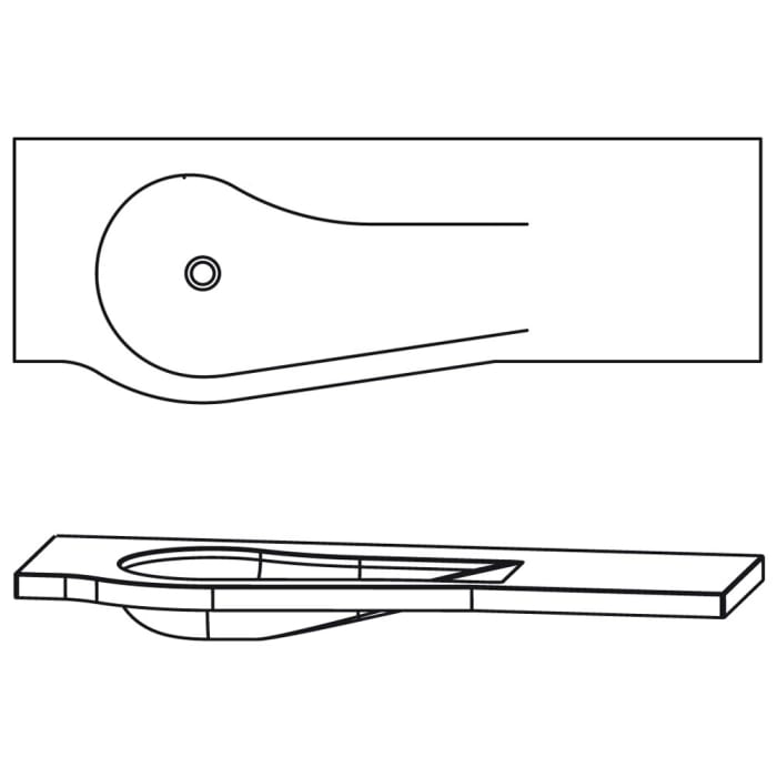 Puris Swing Evermite-Mineralguss Möbelwaschtisch 140,6 cm, Ablage rechts, ohne Hahnloch
