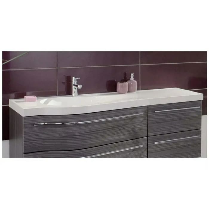 Puris Swing Evermite-Mineralguss Möbelwaschtisch 140,6 cm, Ablage rechts