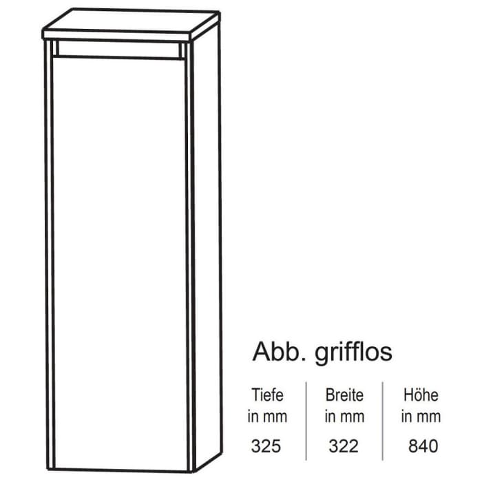 Puris Unique Highboard 32,2 x 84 cm mit 1 Tür grifflos, Anschlag rechts