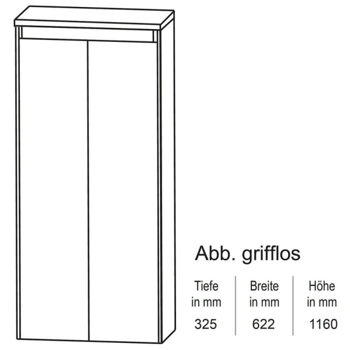 Puris Unique Mittelschrank 62,2 x 116 cm mit 2 Türen grifflos