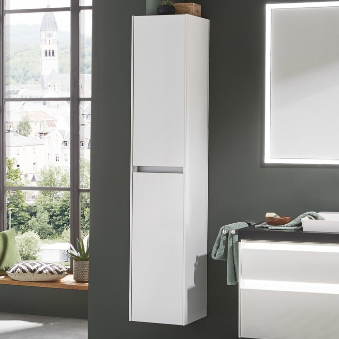 Puris Unique Hochschrank 32 x 163 cm mit 2 Türen grifflos, Anschlag links