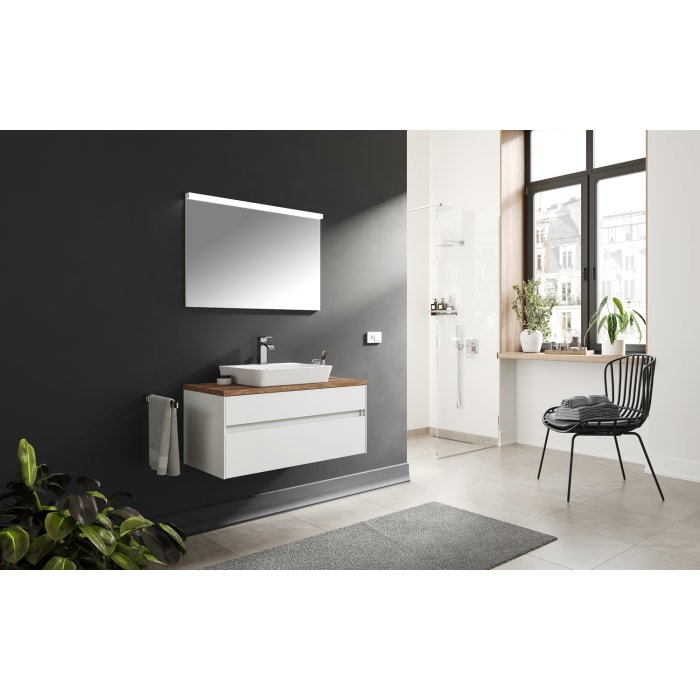 Puris Unique Badspiegel 100 cm mit LED Beleuchtung und Kippschalter